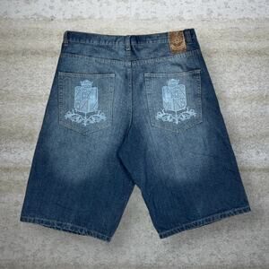 Vintage Y2K Brooklyn Xpress Skater Jean Shorts 38x15 Baggy Dark Wash 15" Inseam